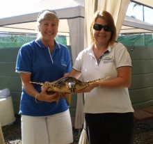 Rhonda Martin with Jenny Gilbert from Cairns Turtle Rehabilitation Centre Rhonda Martin with Jenny Gilbert from Cairns Turtle Rehabilitation Centre